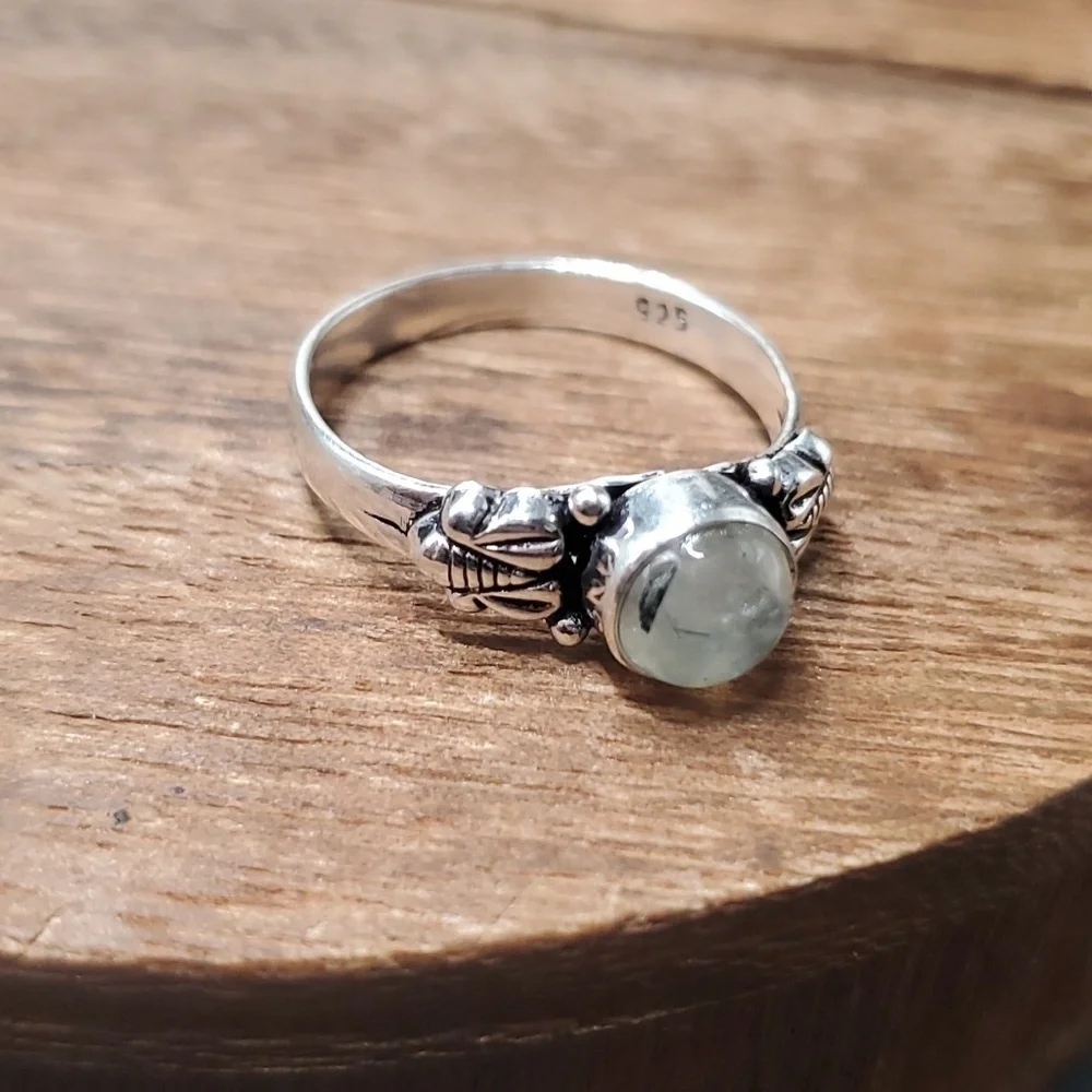 Size 9 R220 aquamarine sterling silver‎ antique ring 925